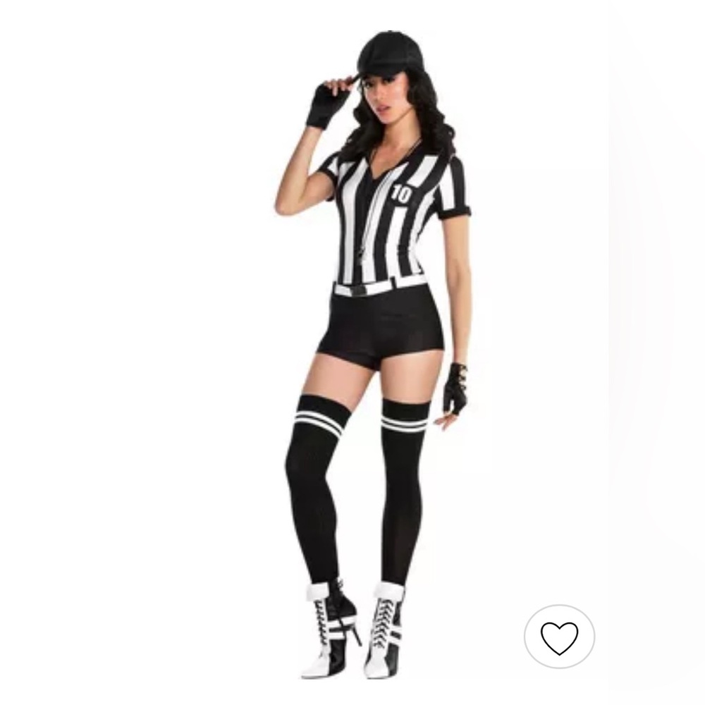 Referee Ladies Sexy Zip Front One Piece Costume | Size Medium Fits 6-8